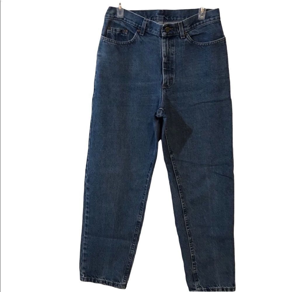 L.L. Bean Sz L Vintage High-Waist Blue Darkwash Denim Baggy Loose Fitting Jeans